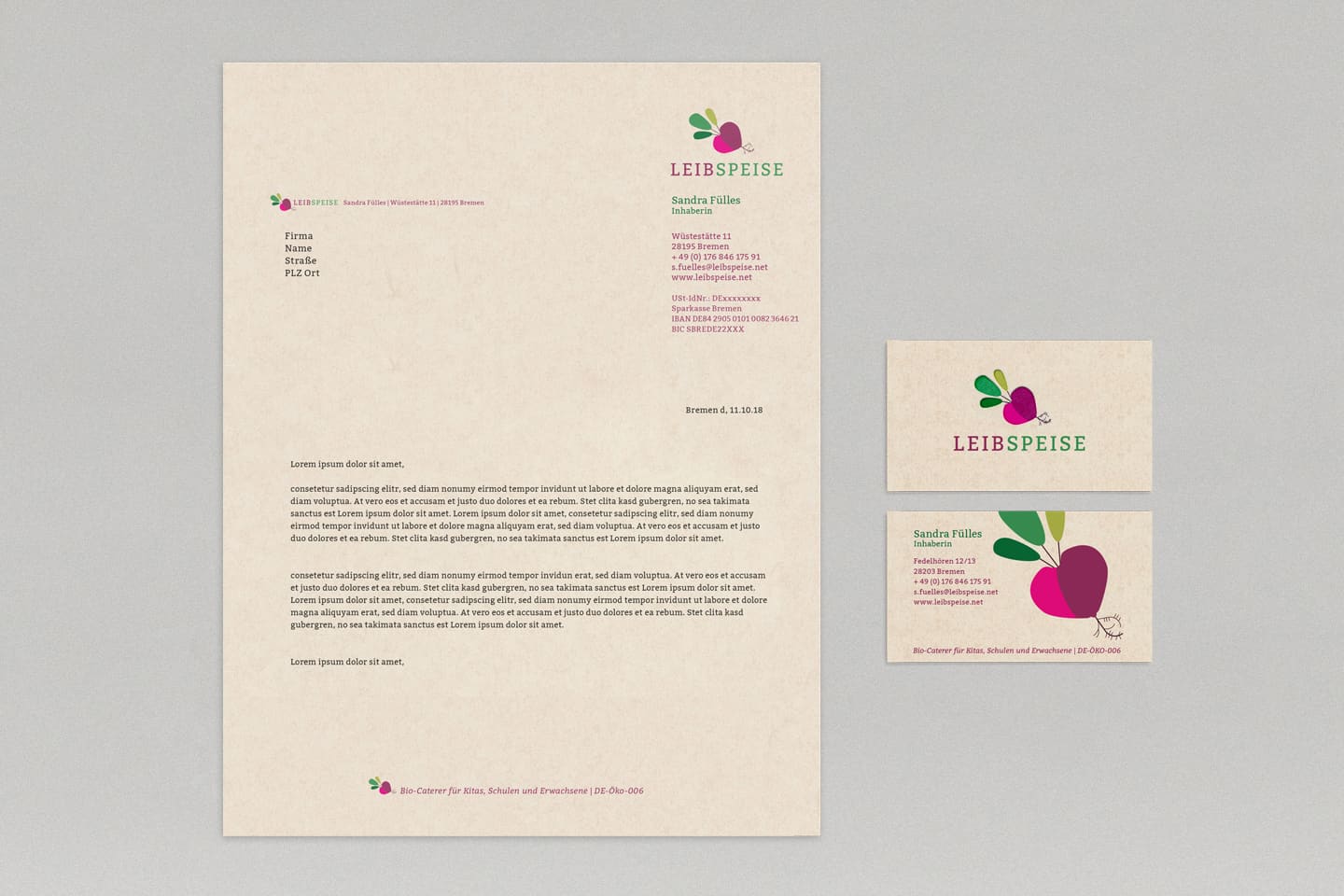 BFGA Werbeagentur Bremen | Leibspeise Bio catering Business Layouts