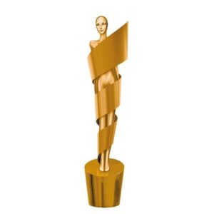 Pokal in gold | Thumbnail Design deutscher Kurzfilmpreis Referenz BFGA Werbeagentur