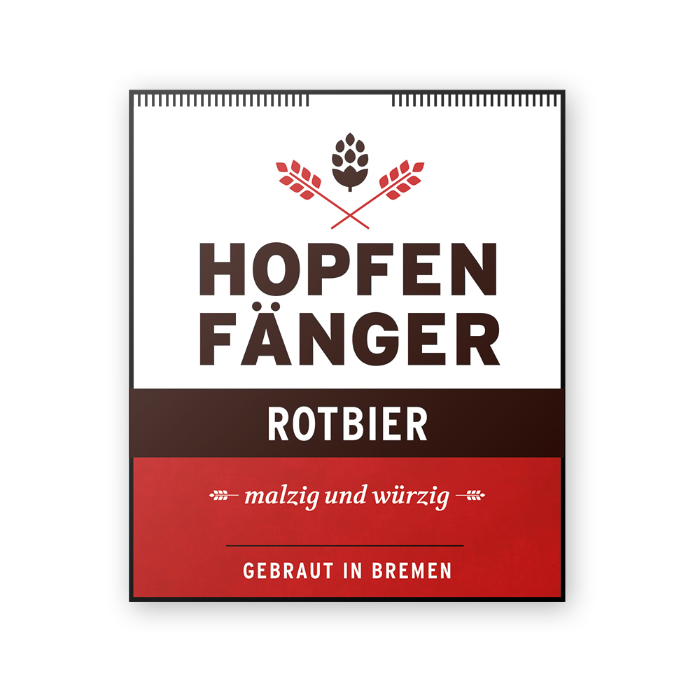 BFGA Werbeagentur Bremen | Hopfenfaenger Etikett Rotbier